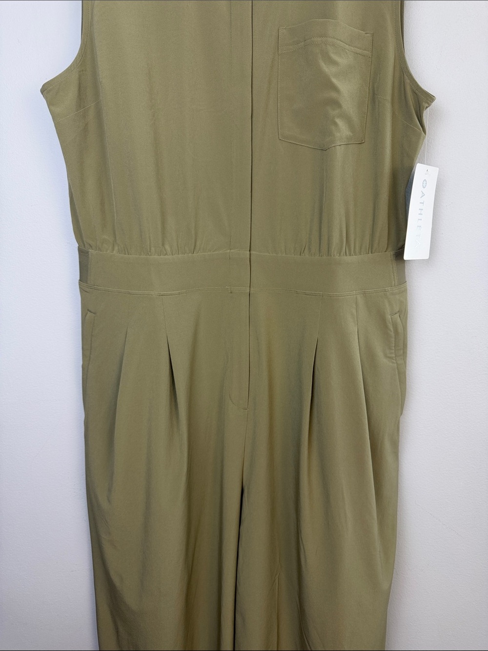 NEW Athleta Brooklyn Heights Wide Leg Jumpsuit Size 16T Olive Athleisure Utility - Picture 4 of 16